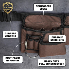 GlossyEnd heavy-duty 1,000D polyester apron provides durable tool protection.