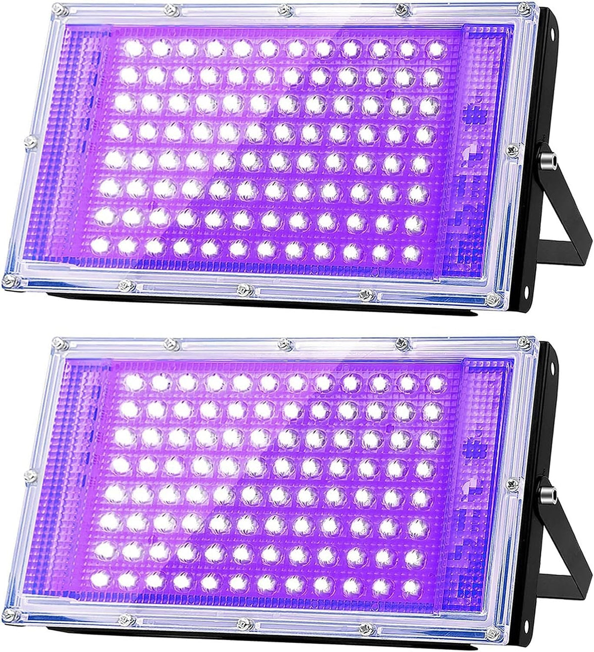 Glostars 100W UV black light front view showing wide 180° beam for large spaces
