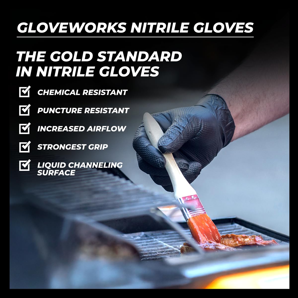 GLOVEWORKS HD large nitrile gloves provide flexible mechanics grip
