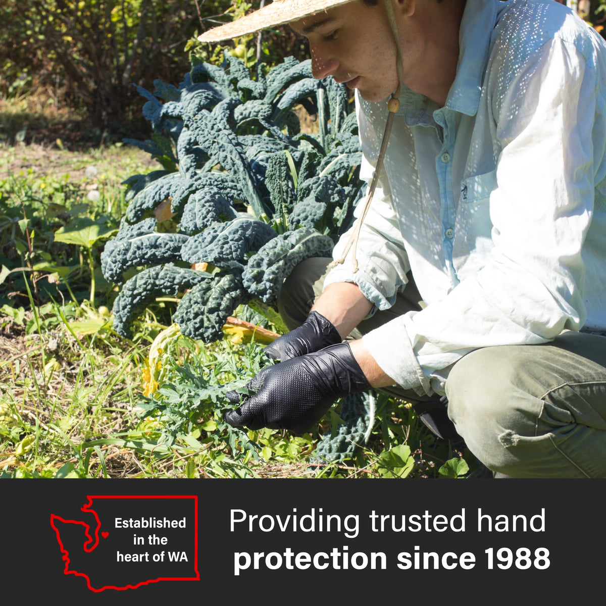 GLOVEWORKS HD black nitrile gloves offering grease-resistant protection