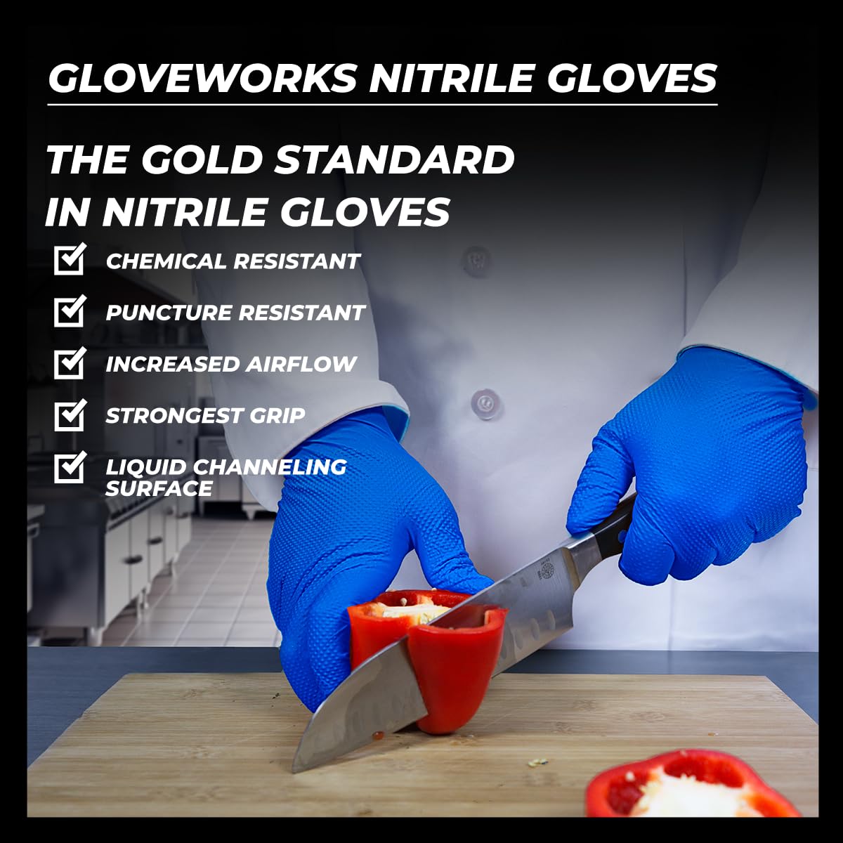 GLOVEWORKS HD Royal Blue nitrile gloves suitable for kitchen use