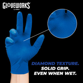 GLOVEWORKS HD Royal Blue nitrile gloves latex-free for sensitive wearers