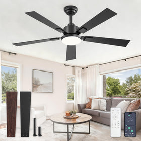 Glowivia 52-inch ceiling fan with black finish for modern spaces and strong airflow