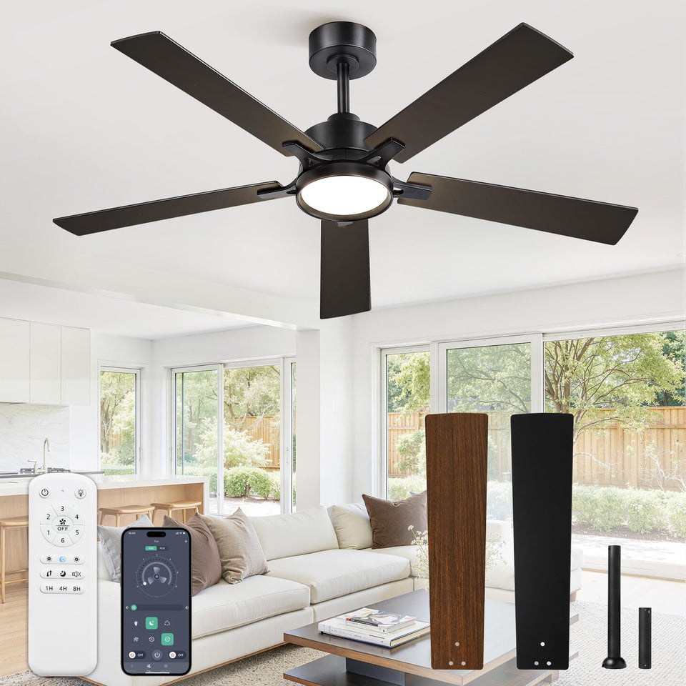 Glowivia 52in ceiling fan with lights and remote for versatile living spaces