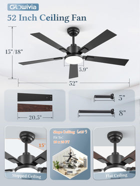 Glowivia included 5” and 8” downrods for flexible ceiling height installation