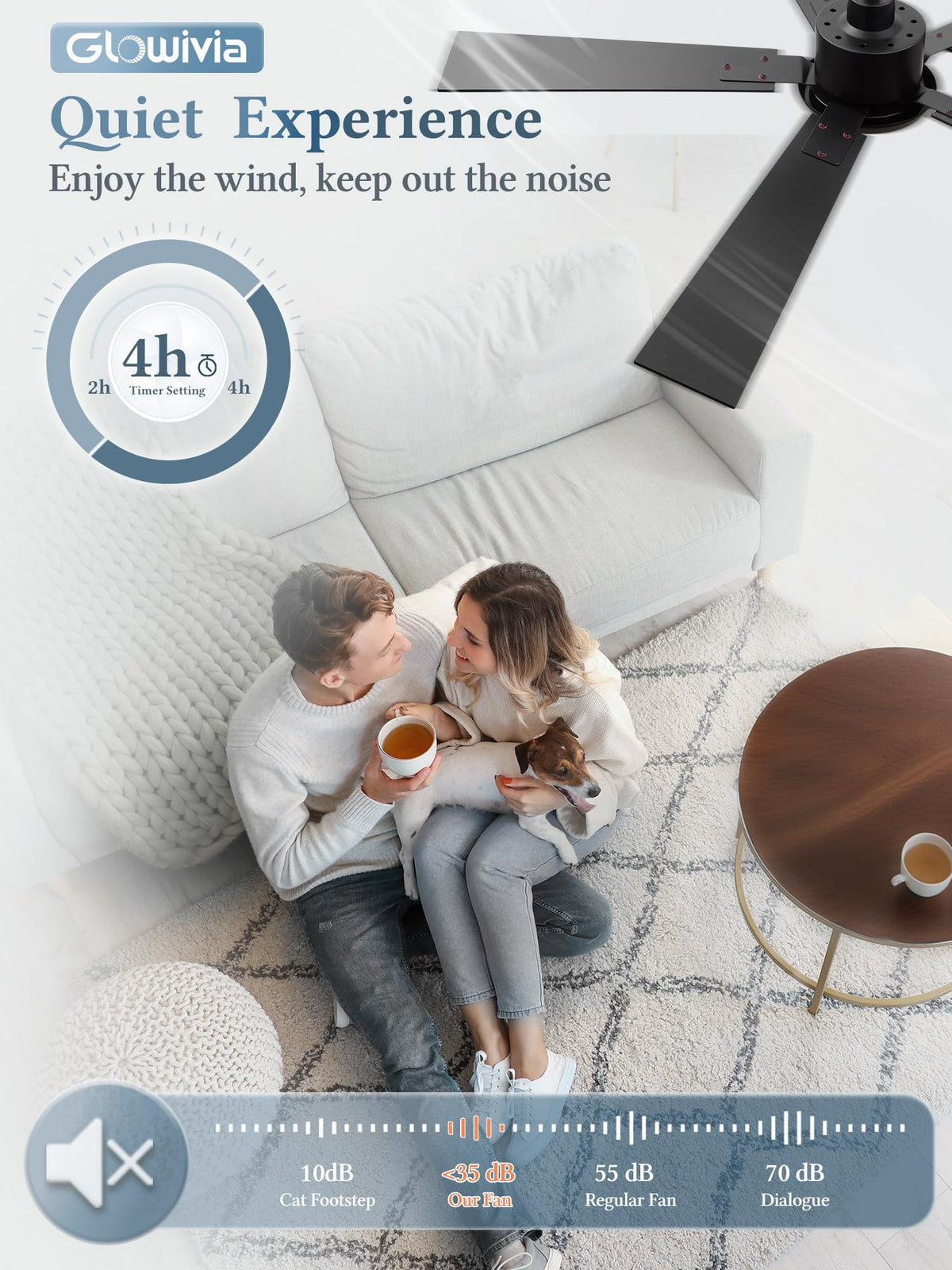 Glowivia reversible blades with black and walnut tones for versatile interior decor