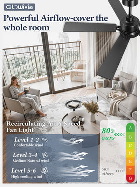 Glowivia Smart Life app control for easy, on-demand fan and light adjustments
