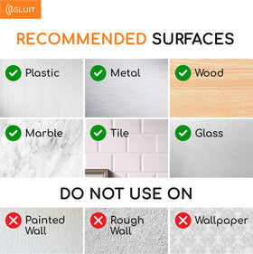 GLUIT adhesive large wall hook on glass surface appears nearly invisible