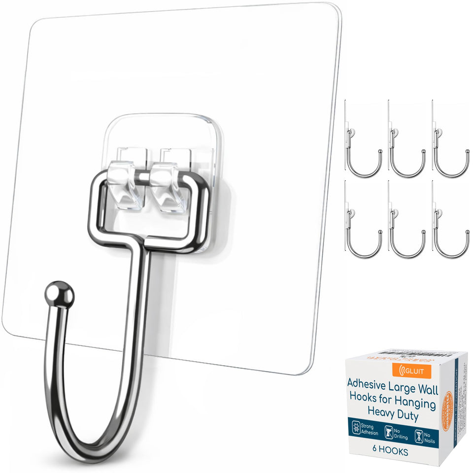 GLUIT adhesive large wall hook on tile surface for tool organization