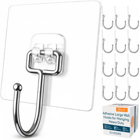 GLUIT adhesive wall hook on wall holds up to 22 lbs on smooth surfaces