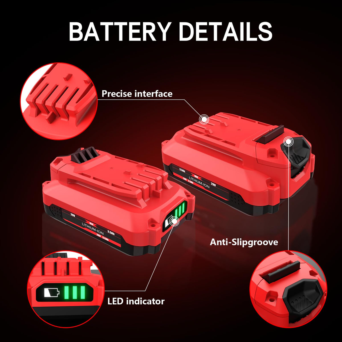 Gluozaiaou cmcb204-2 replacement battery with charger for extended use