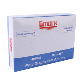 Gmark Poly Apron full-size 28x46 inches protecting clothing.