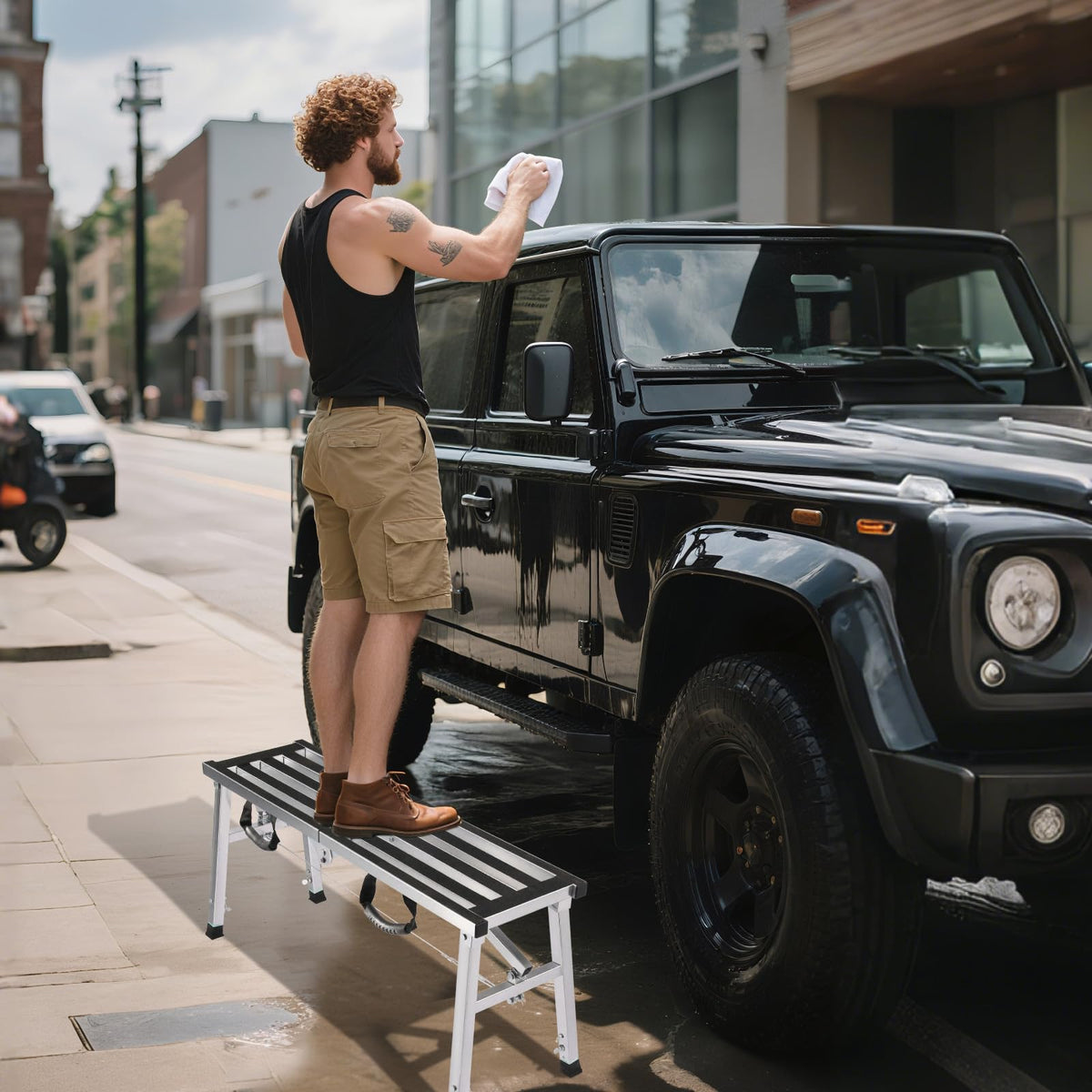 GMGSPT folding work platform ideal for RV cleaning and home maintenance