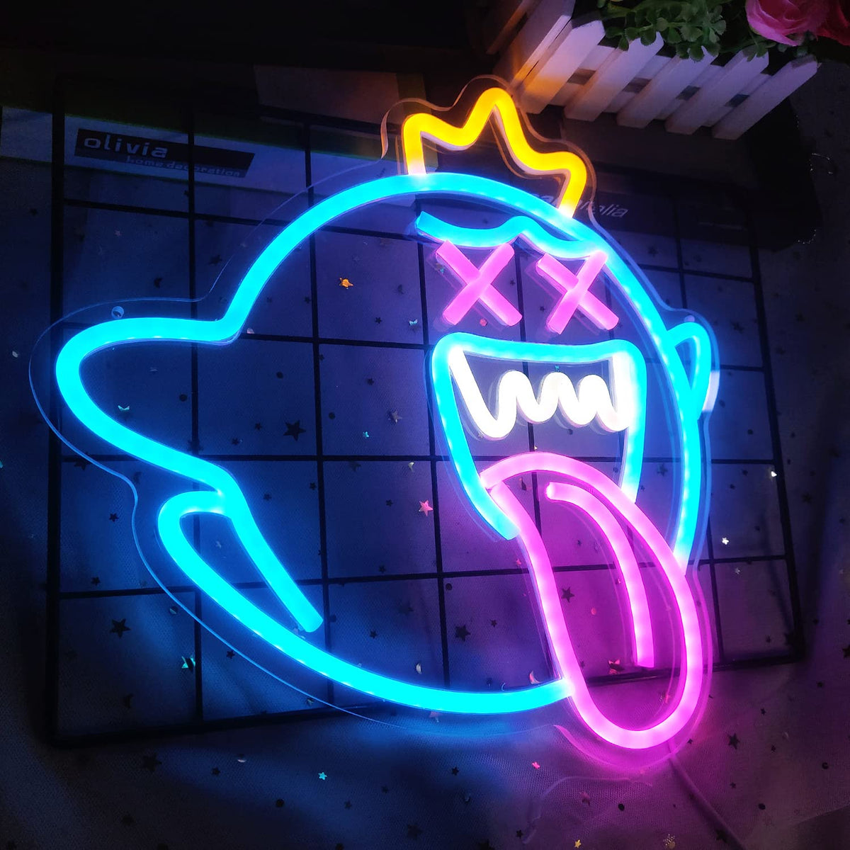 GMMLLG King Boo ghost neon sign dimmable switch for mood control