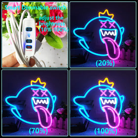 GMMLLG King Boo ghost neon sign in gaming room ambiance