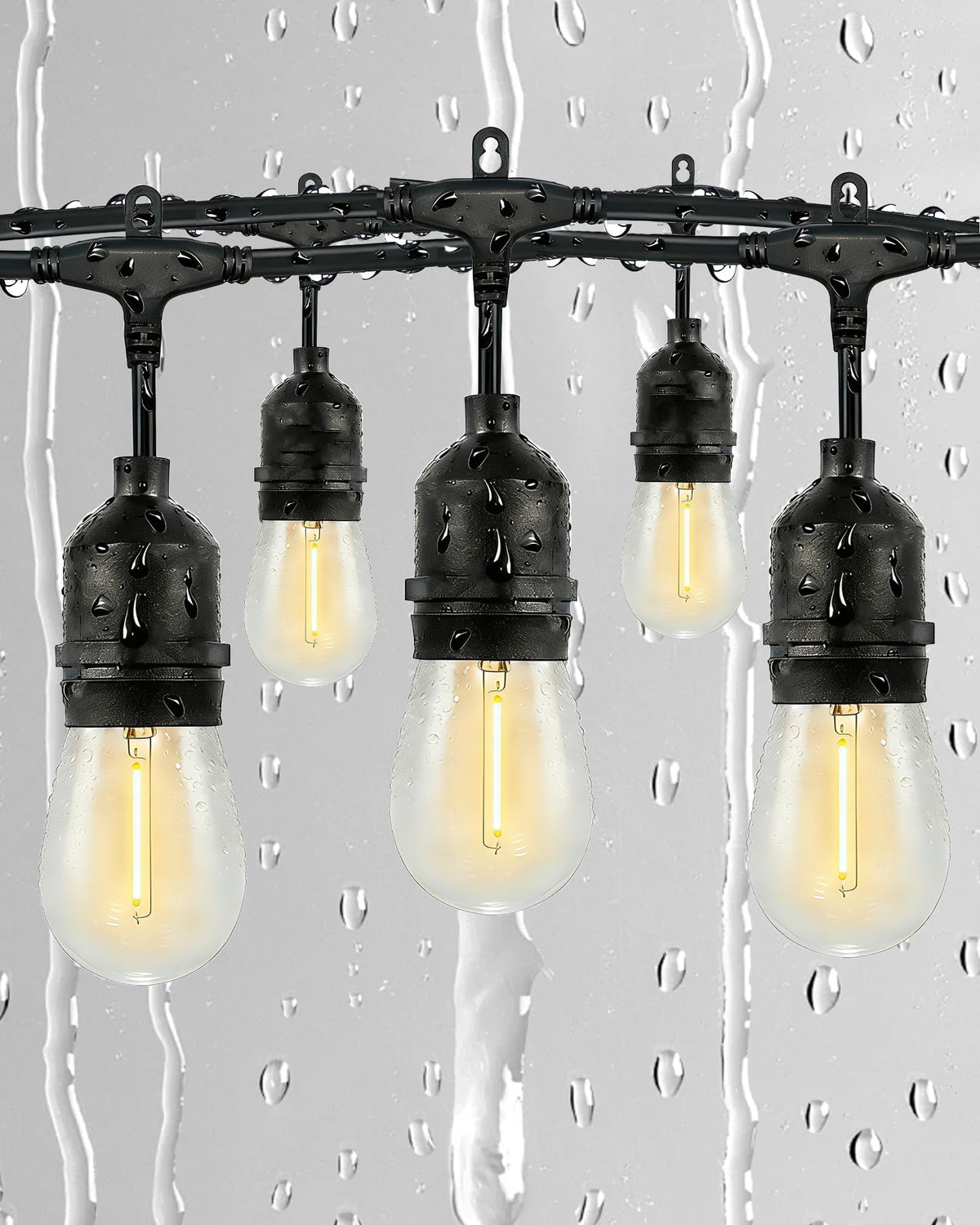 Gmnee 25ft outdoor string lights over a patio create a warm evening atmosphere