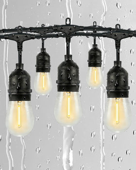 Gmnee 25ft outdoor string lights over a patio create a warm evening atmosphere