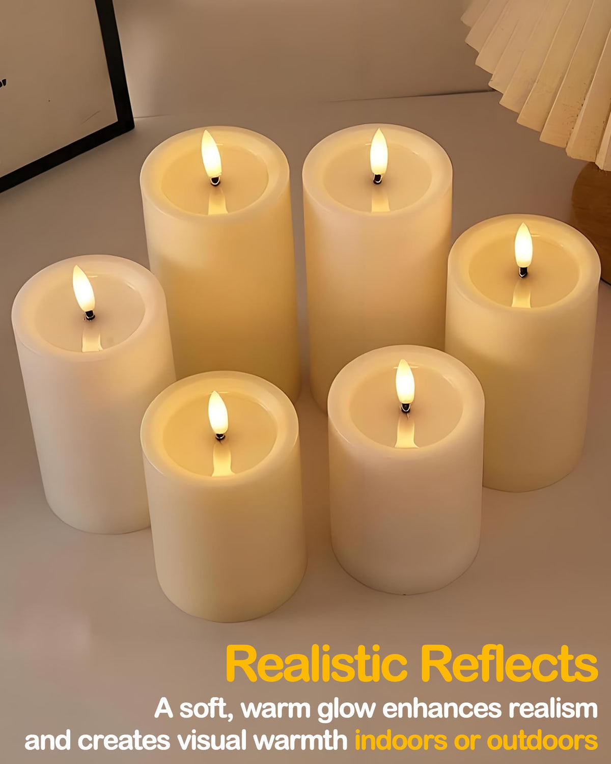 Gmnee 3D flame LED candle with flicker for cozy evenings.
