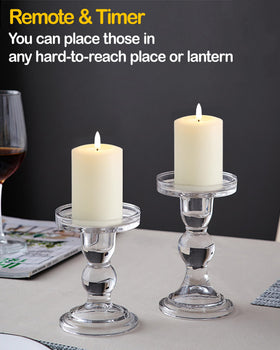 Gmnee ivory flameless candle set in living room adds warm glow.