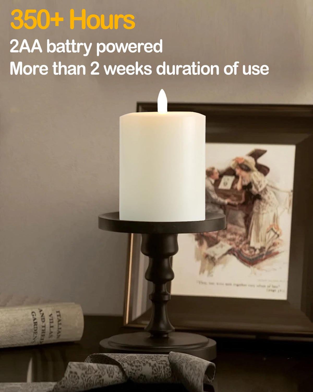 Gmnee ivory candle with remote for easy mood lighting.