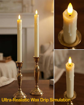 Gmnee ivory LED taper candle with remote for easy mood control.