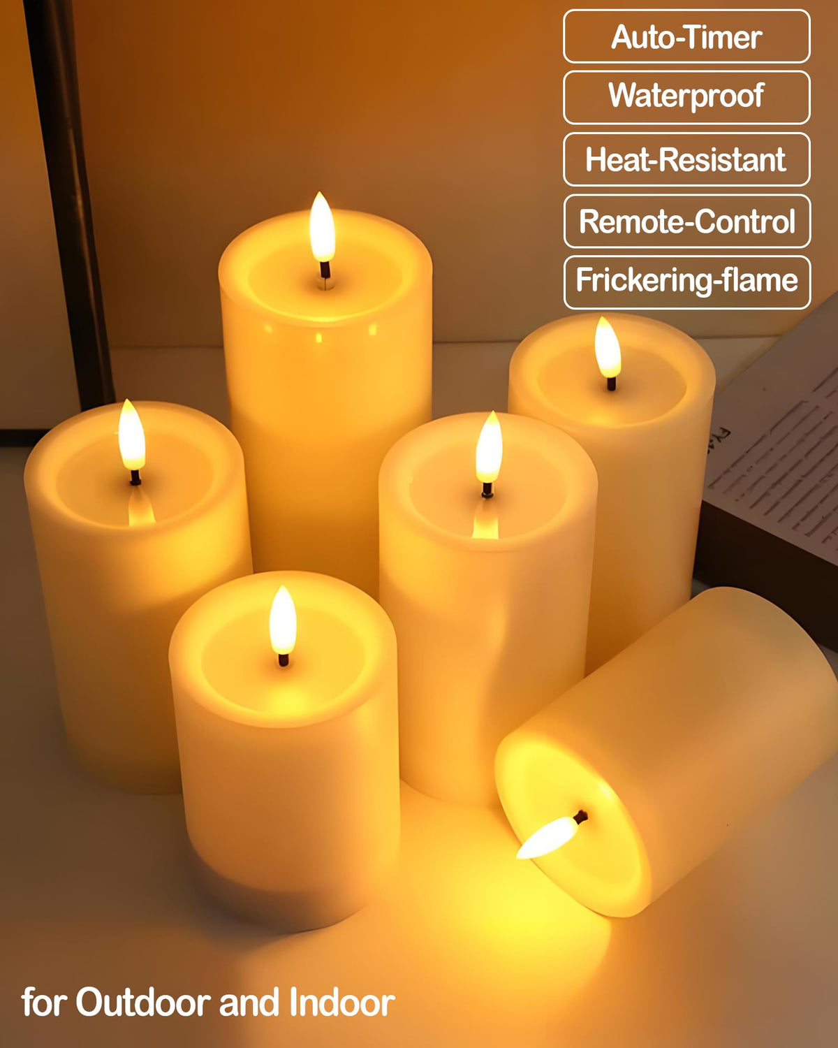 Gmnee LED pillar candle with remote control for easy on-demand lighting.