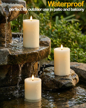 Gmnee long-runtime candle delivering 350+ hours with standard batteries.