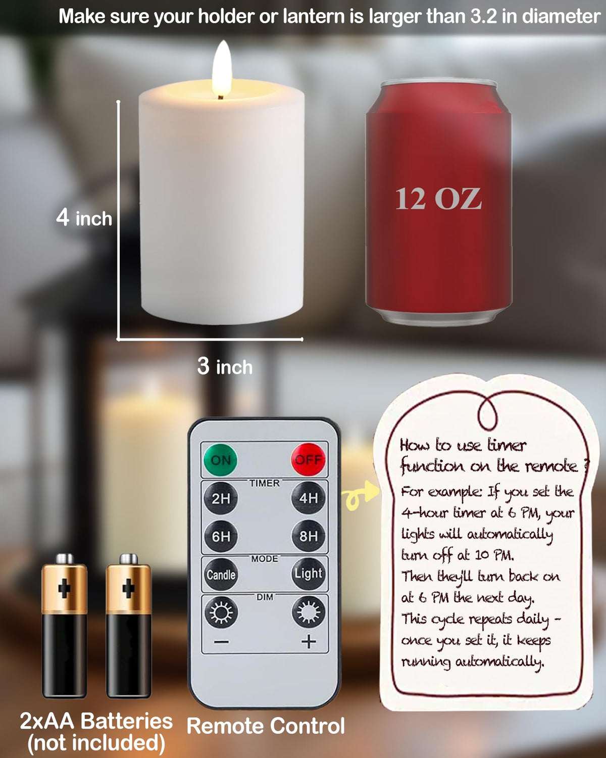 Gmnee pillar candles 3x4 set for elegant centerpieces and mantels.