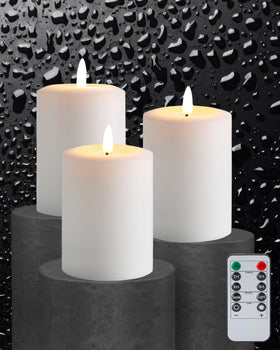 Gmnee real wax flameless 3x4 candles set creates cozy, flame-free ambience.