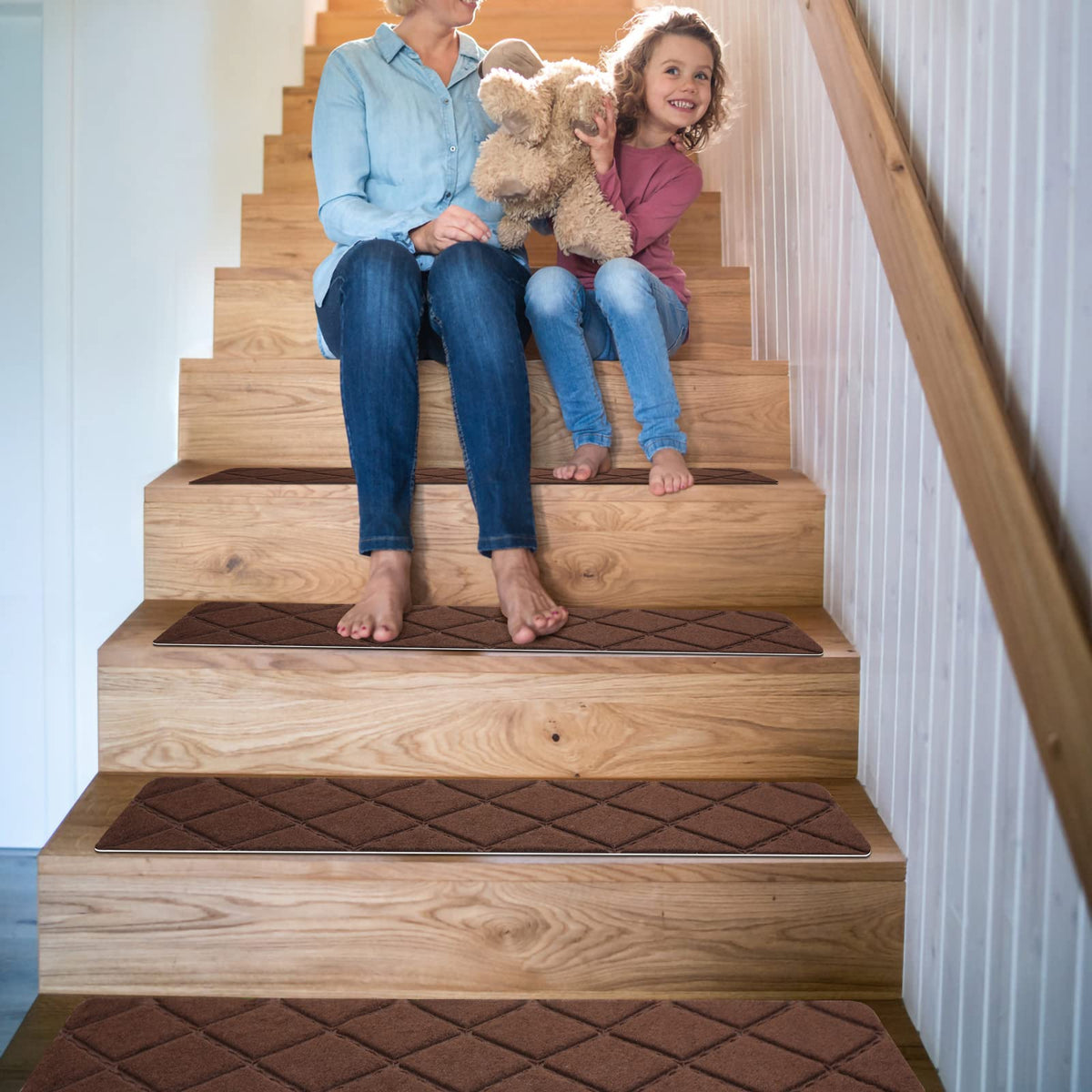 Gmonby stair treads install and relocate easily without residue.