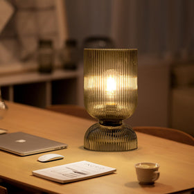 Gmrhndy compact lamp fits tight nightstands and desks.