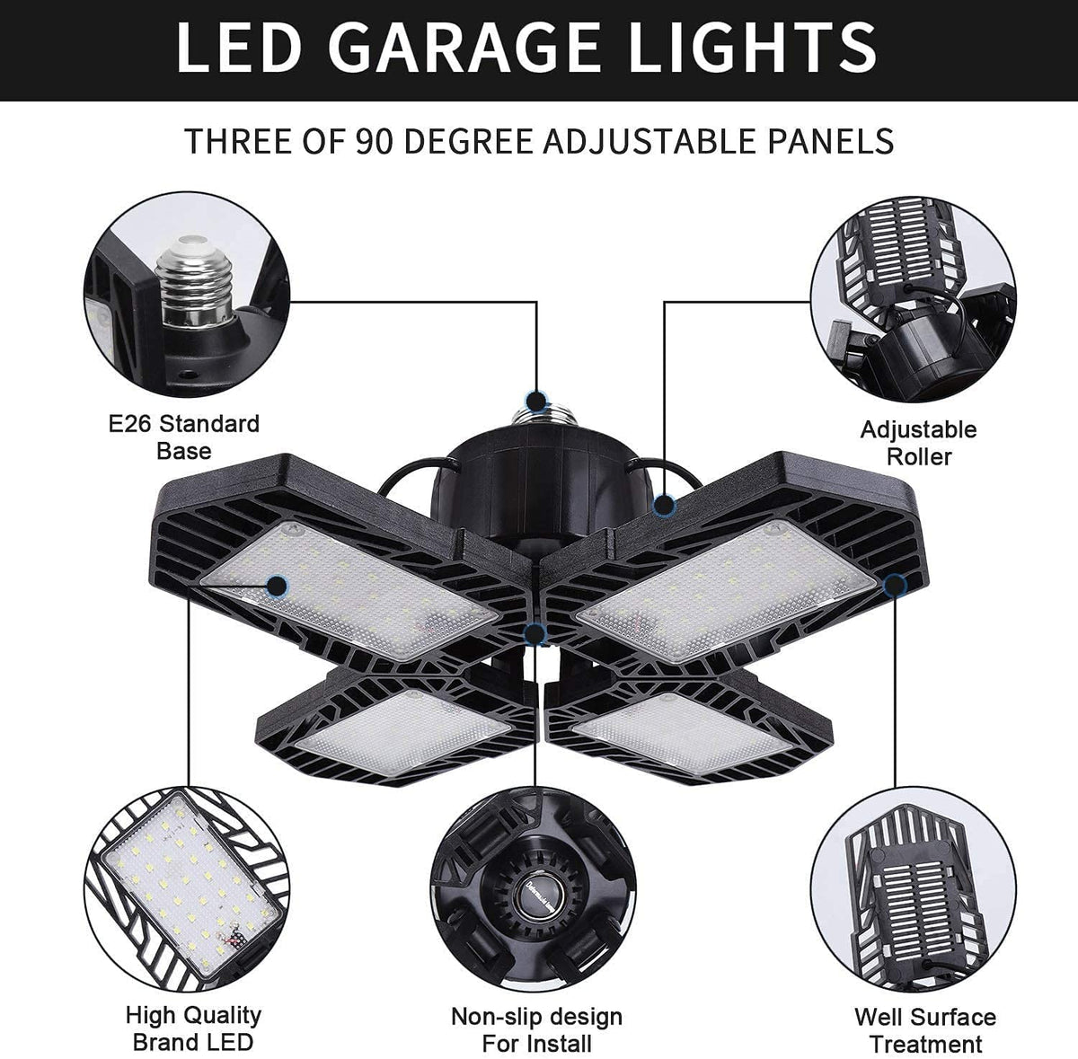GMximo 100W LED garage light with deformable design for flexible task lighting