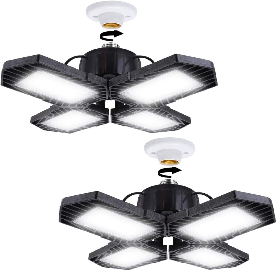 GMximo 2-pack LED garage lights ready for bright, even illumination in workshops and garages