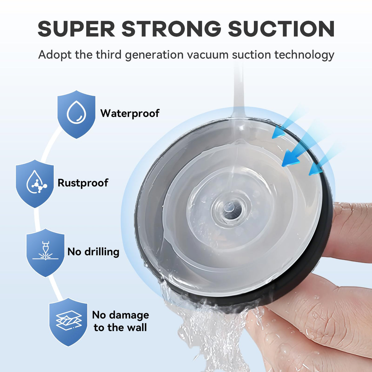 GMYOO suction cup hook loofah-holder secures bath tools in humid spaces