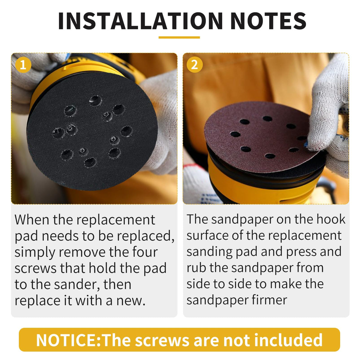 Gnellkoor 4-screw-hole layout ensures quick, secure pad changes.