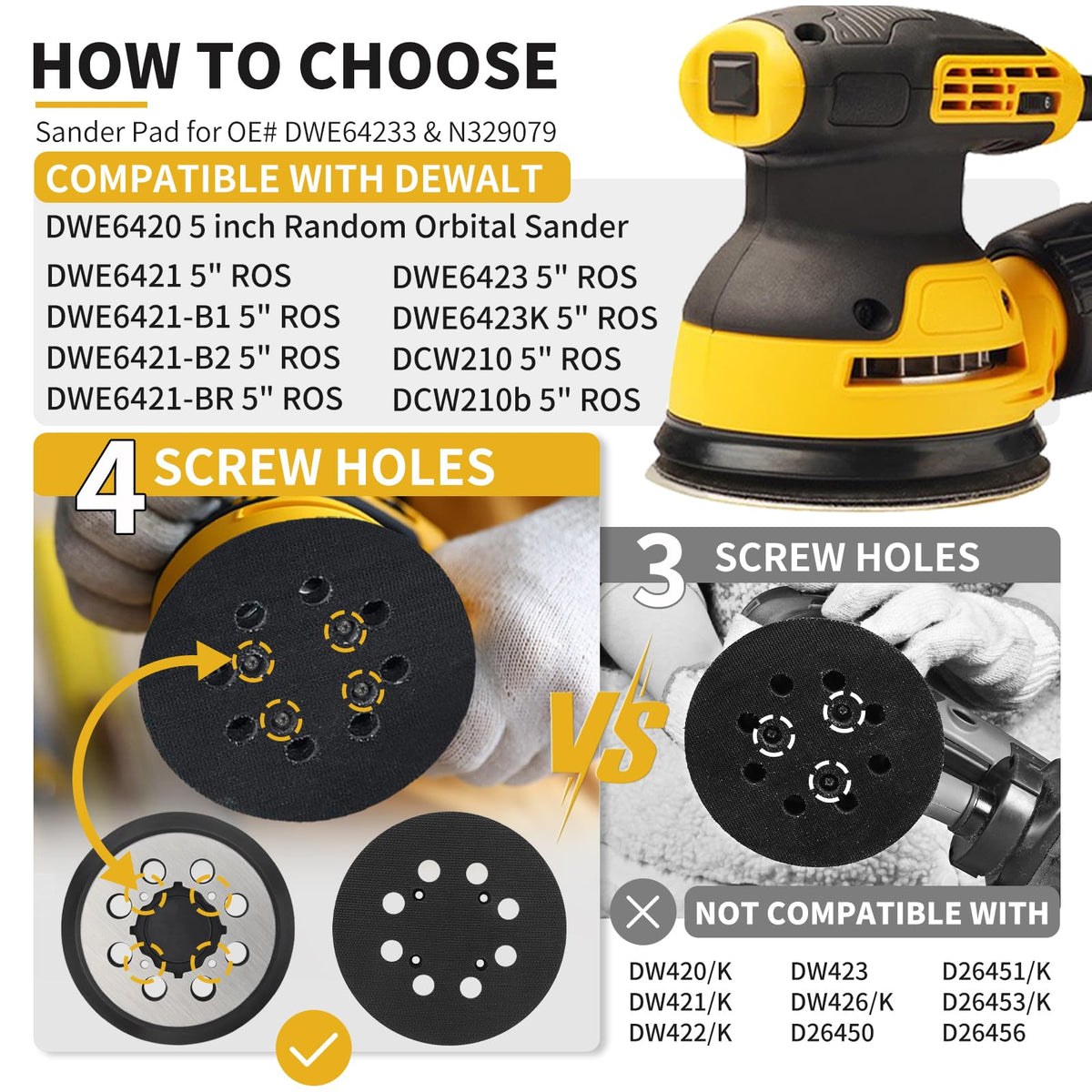 Gnellkoor DeWalt DWE6421-compatible pad enhances sanding stability and surface finish.
