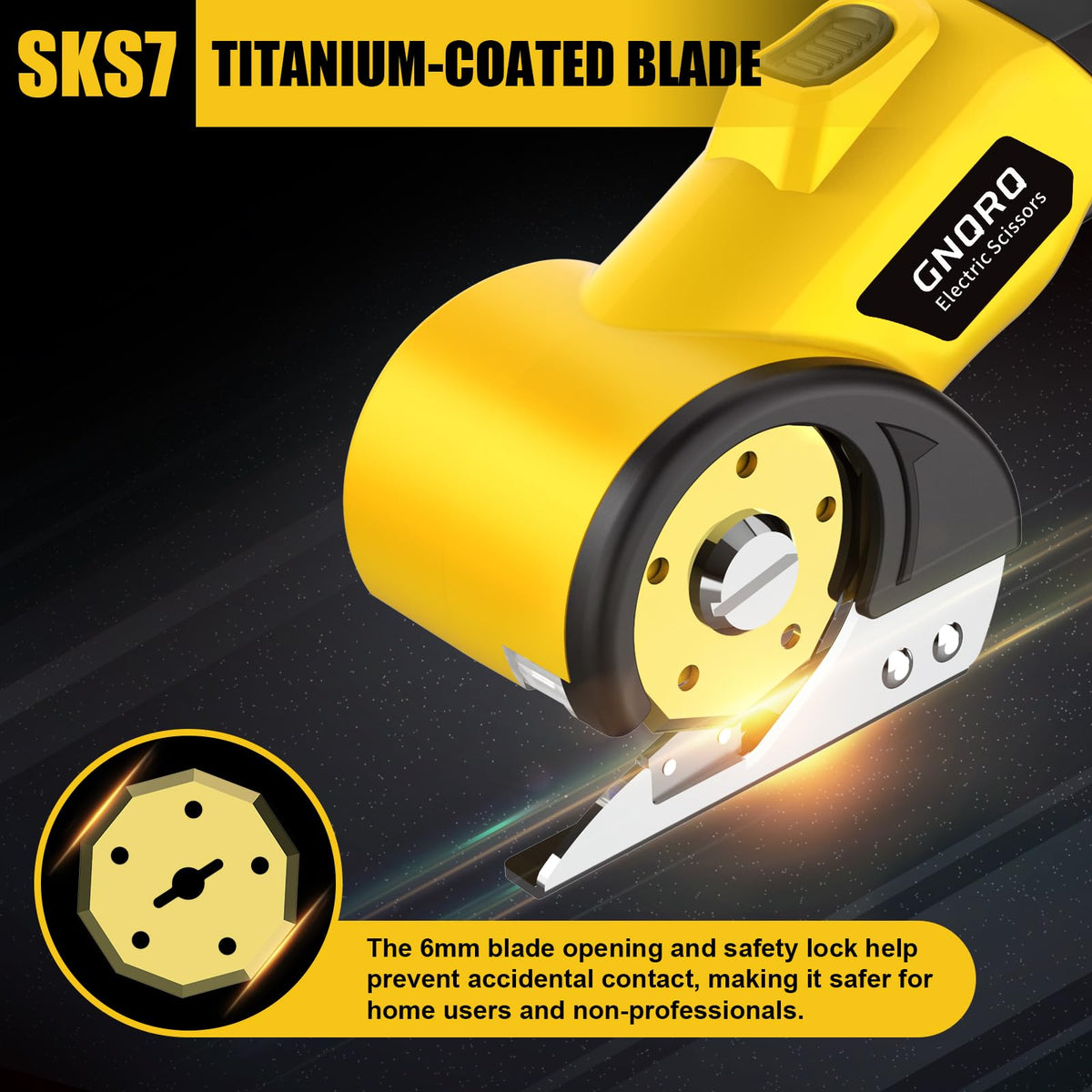 GNQRQ safety lock and blade guard reduce accidental cuts during operation.