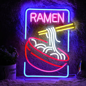 GNVETZLL ramen neon sign, front view with vivid glow for modern decor.