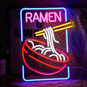 GNVETZLL ramen neon sign side view showing slim profile for easy wall mounting.