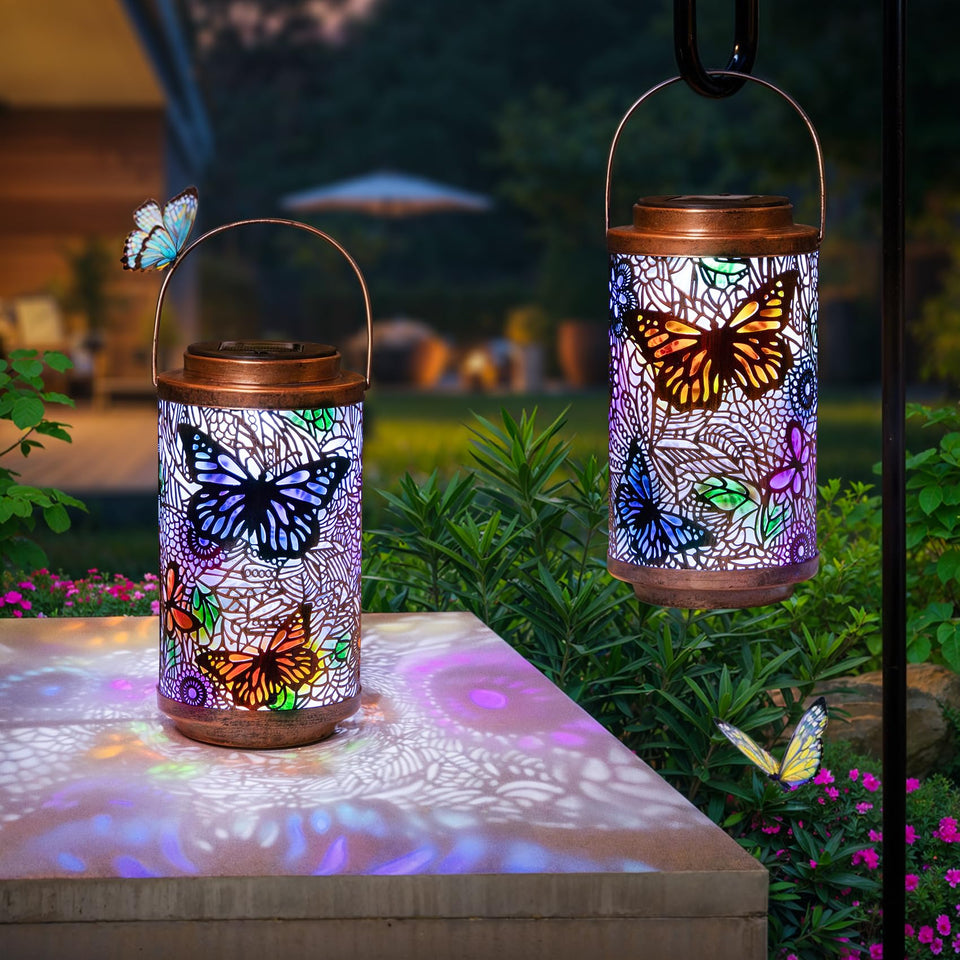Go2garden butterfly lantern multicolor hanging glow for garden ambiance
