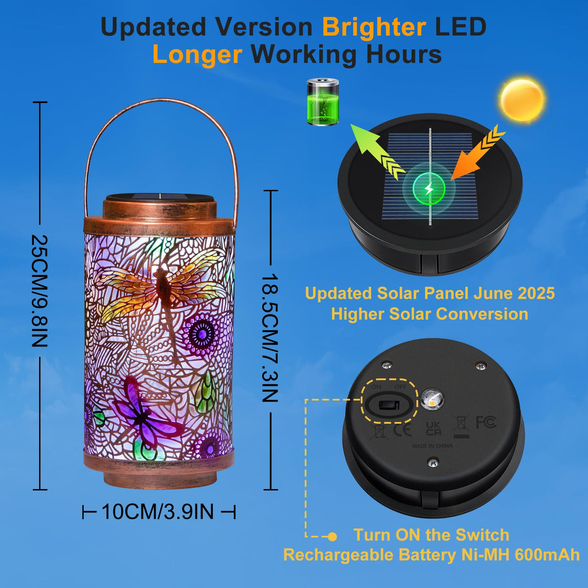 Go2garden dragonfly lantern on table creates cozy garden lighting.