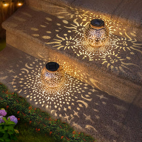Go2garden Moon Star Lantern glows softly for cozy garden ambiance.