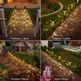 Go2garden Moon Star stake lights illuminate pathways with charming night-time pattern.