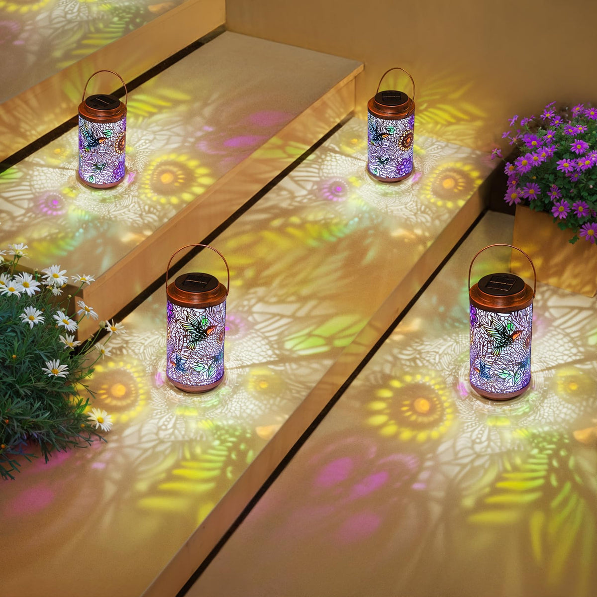 Go2garden multicolor hummingbird lantern adds vibrant color to gardens.