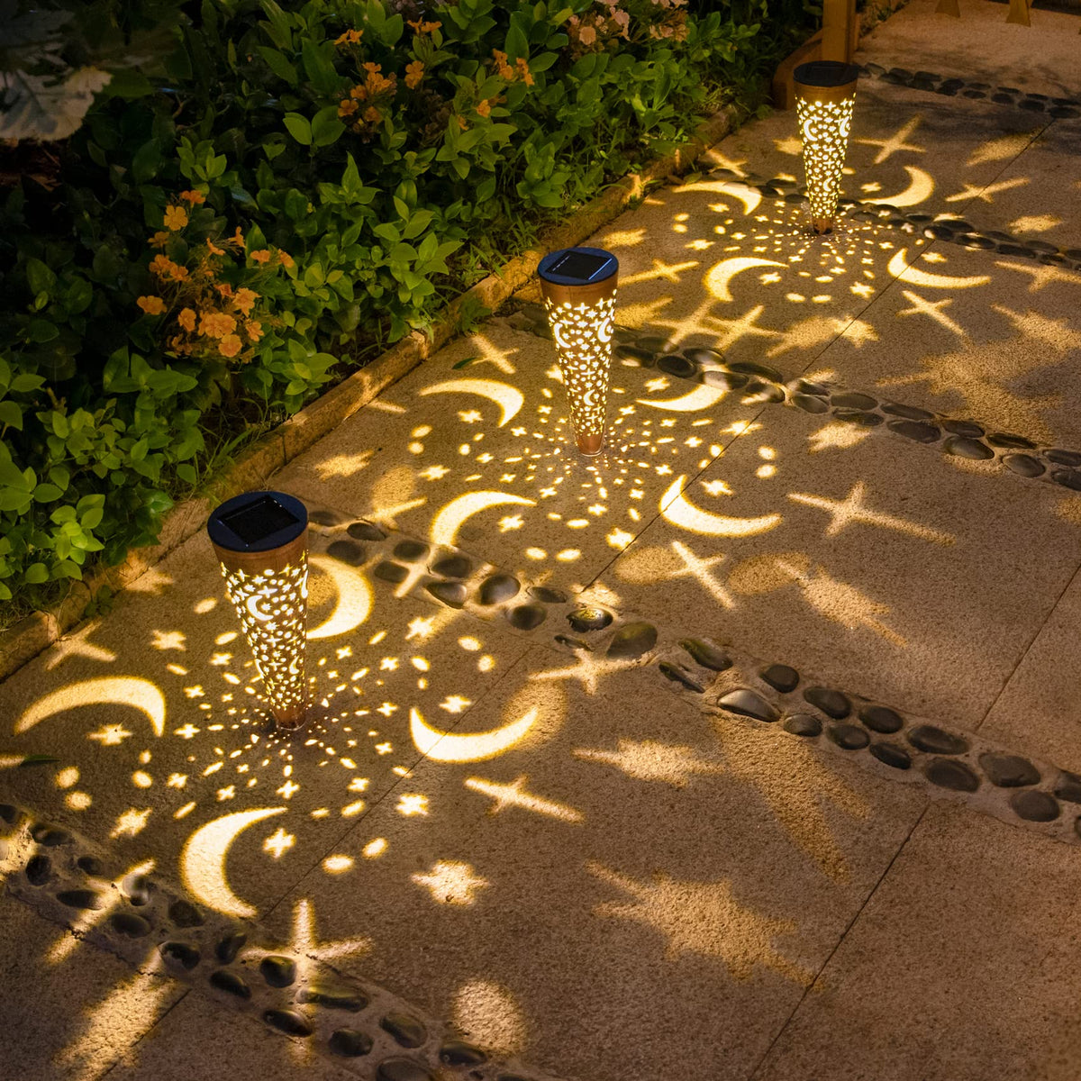 Go2garden no-wiring-needed solar stakes simplify outdoor styling and setup.