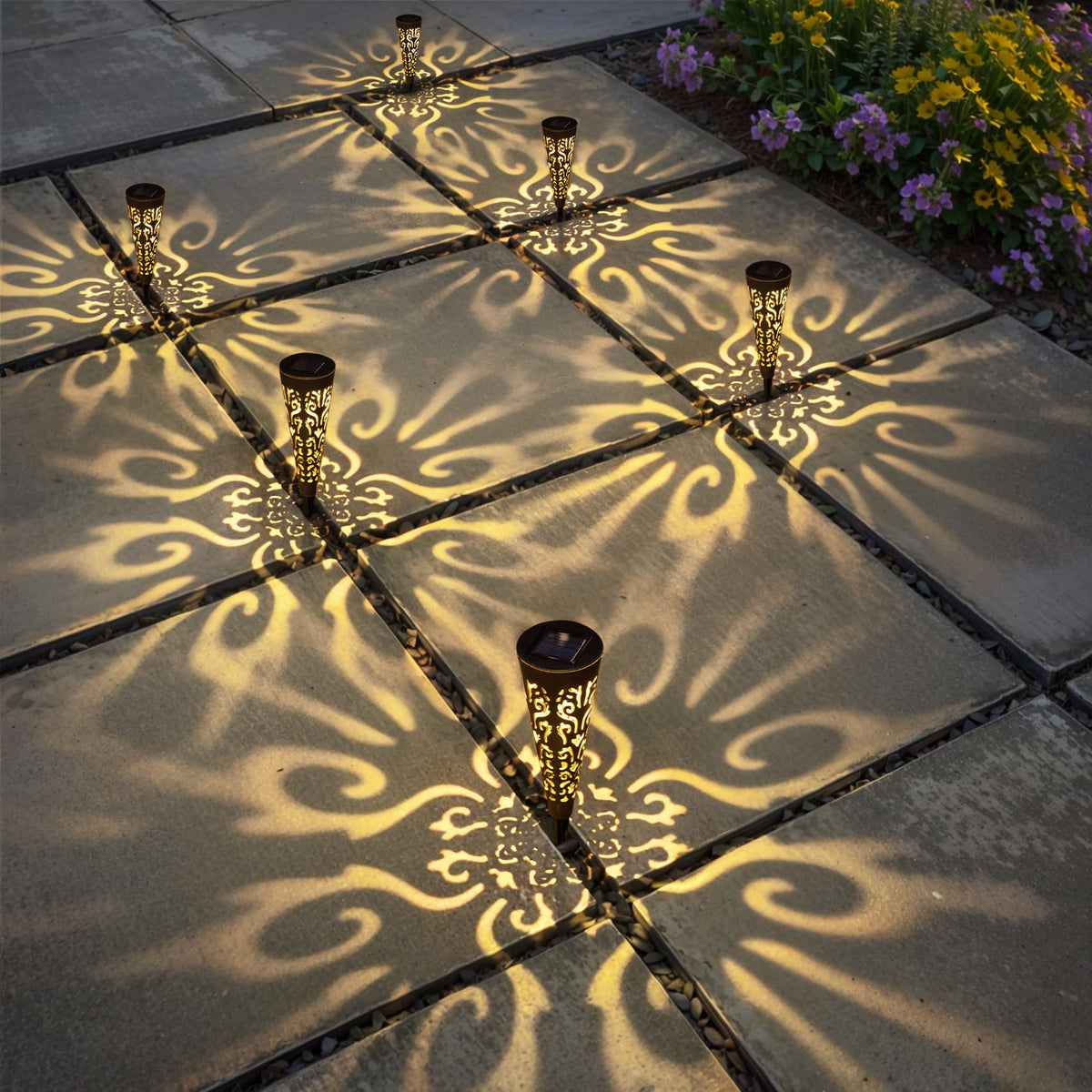 Go2garden fire-totem stake casts decorative light for garden borders