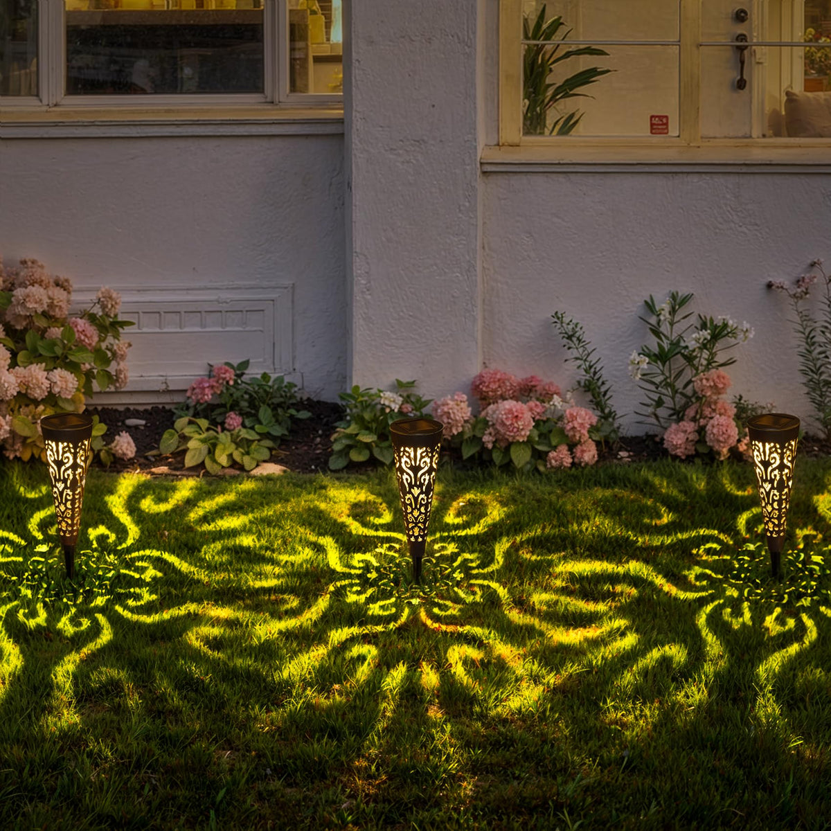 Go2garden solar-powered stake lights require no wiring or electrical outlets