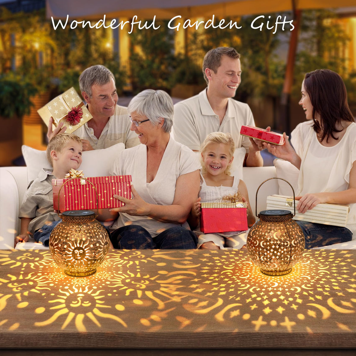Go2garden Sun Lantern casts warm glow along a path.