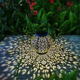 Go2garden teal blue solar lantern on tabletop or hanging for versatile outdoor lighting