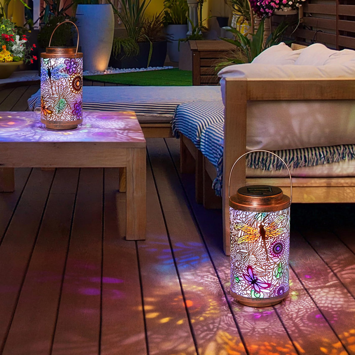Go2garden waterproof dragonfly lantern withstands weather for year round use.